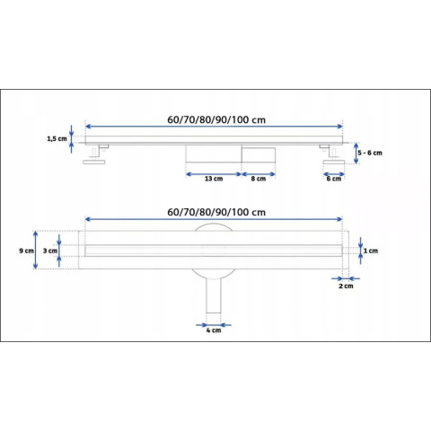 Odpływ liniowy SANITLINE SLIM 360 długość 90 cm